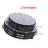 8/10 In Wooden Radiant Tambourine Handbell Hand Drum with Double Row Jingles Reflective Drum Head Musical Percussion Instrument