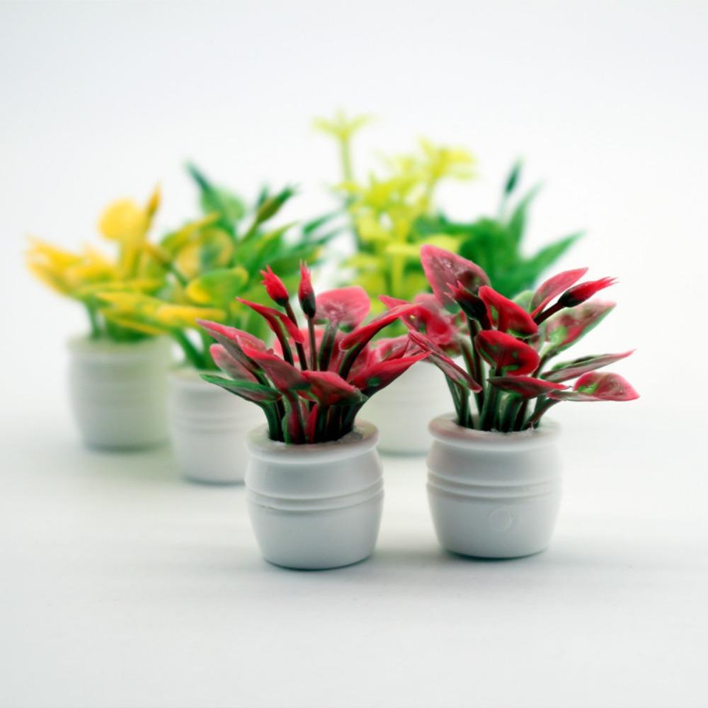 5pcs Plastic 1:12 Dollhouse Miniature Plant Green Luo Plant  Outdoor Doll House Model Accessories