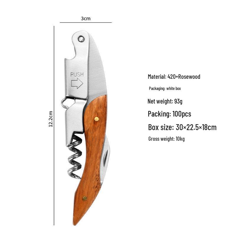 Wooden Handle Multifunctional Red Wine and Beer Bottle Opener