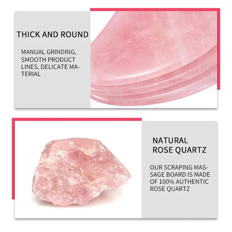 Rose Quartz Jade Gua Sha Board Acupuncture Massage Natural Face Lifting Stone Guasha Scraping Facial Gouache Pink Quartz Massage