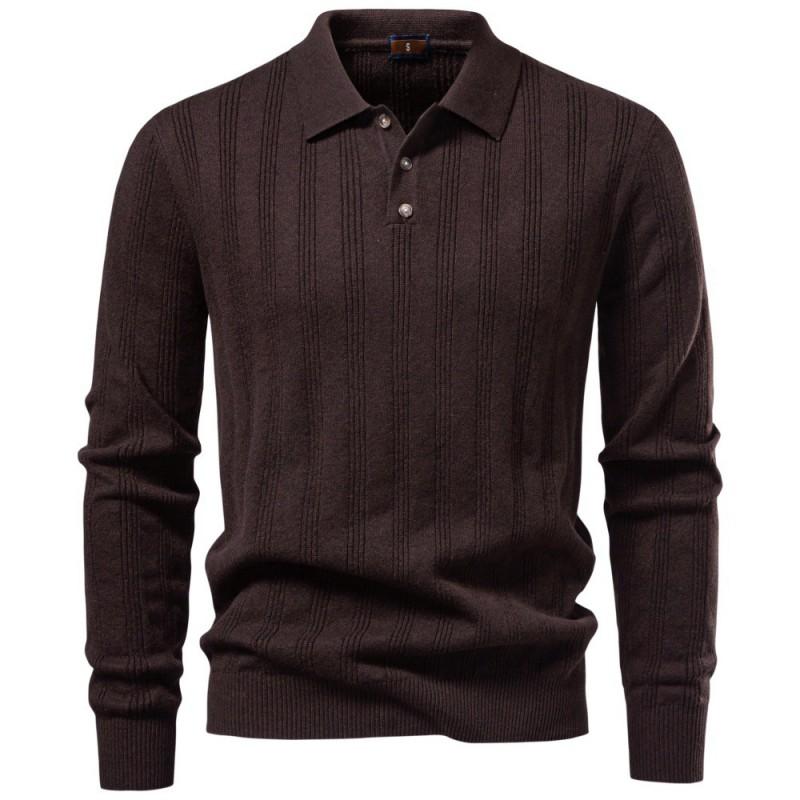 Mens Knit Long Sleeve Polo Shirt Winter 2026 Casual Business Smart Fit Lightweight Warm Breathable