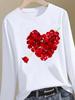 (Asian Size) Letter Flower Trend Casual Fashion Top Women Clothing Tee Print T Shirt Autumn Winter Spring O-neck Graphic Long Sleeve T-shirts