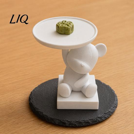 Bear Jewelry Holder 3D Printed Polar Storage Tray, Cute Animal Ring & Dish, Solid Base Ornament Minimalist Desk Organizer for Keys Coins Trinkets,