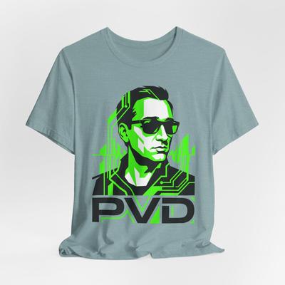 Paul van dyk neon cyber portret t-shirt retro techwave grafisch unisex tee