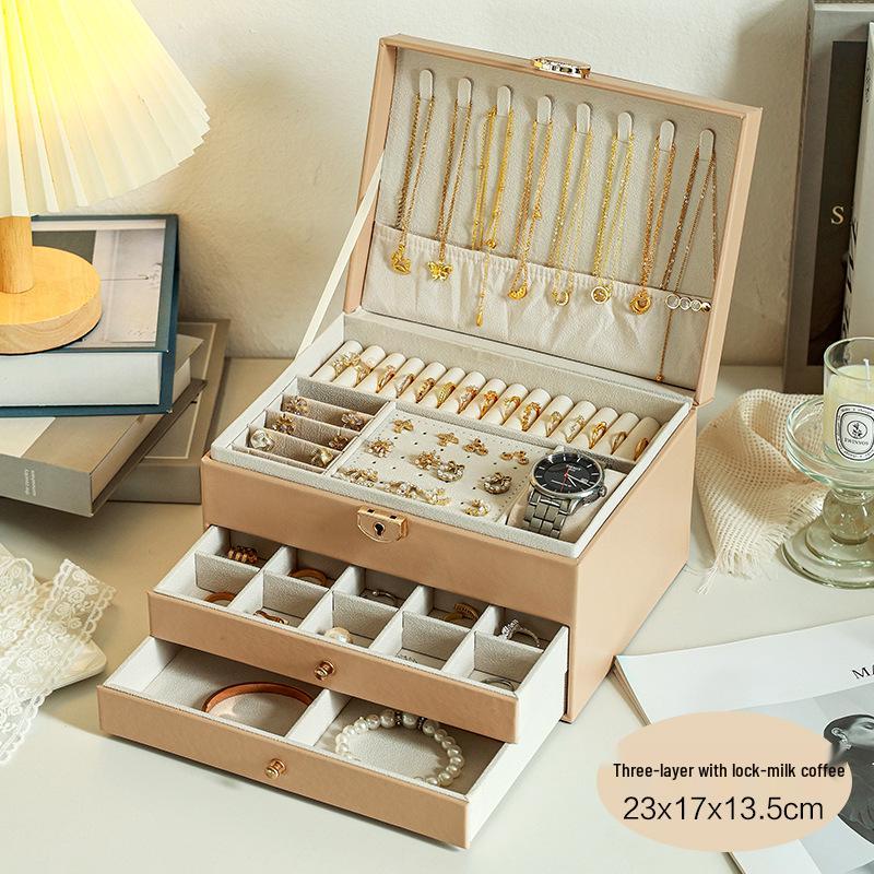 Locked Multi-Layer Jewelry Organizer: Anti-Oxidation Storage for Earrings, Necklaces, and Rings