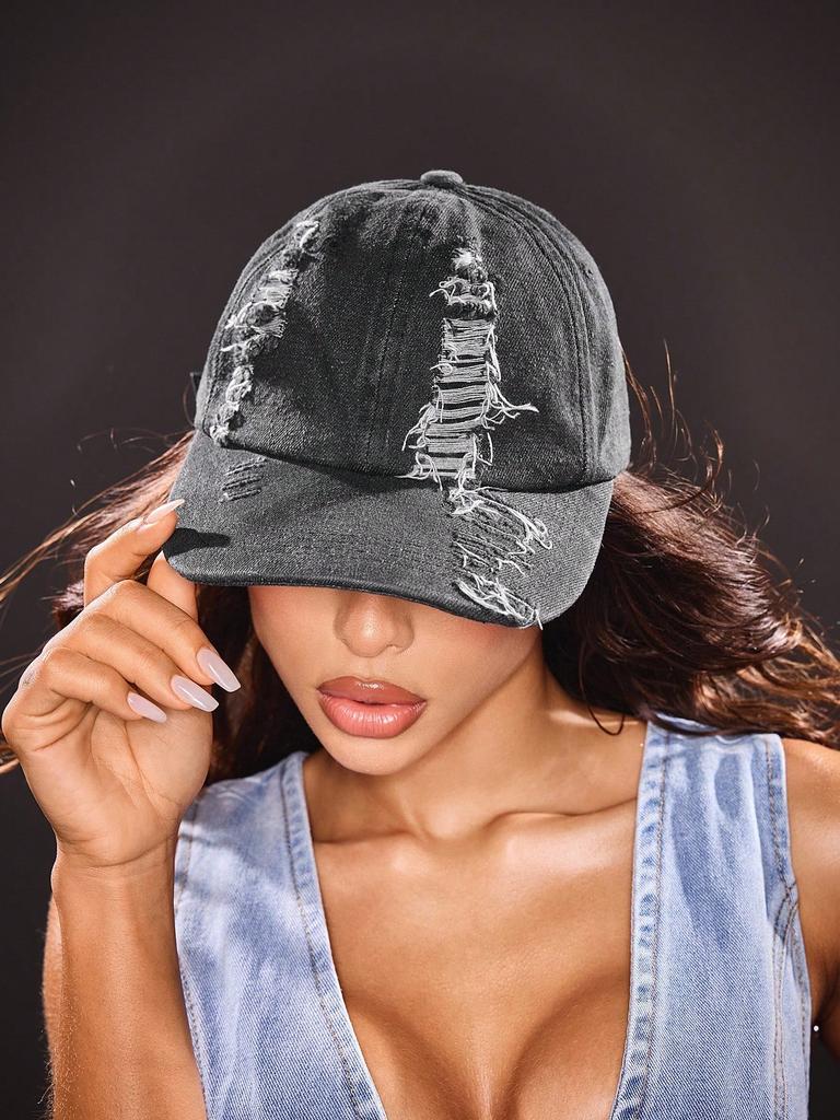 Damen Baseballkappe im lässigen Vintage-Stil, gewaschen und distressed