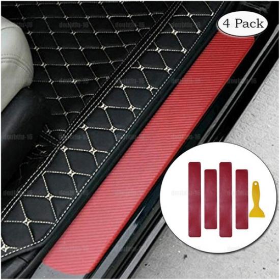 4× Car Accessories Carbon Fiber Door Plate Sill Scuff Cover Anti Scratch Sticker