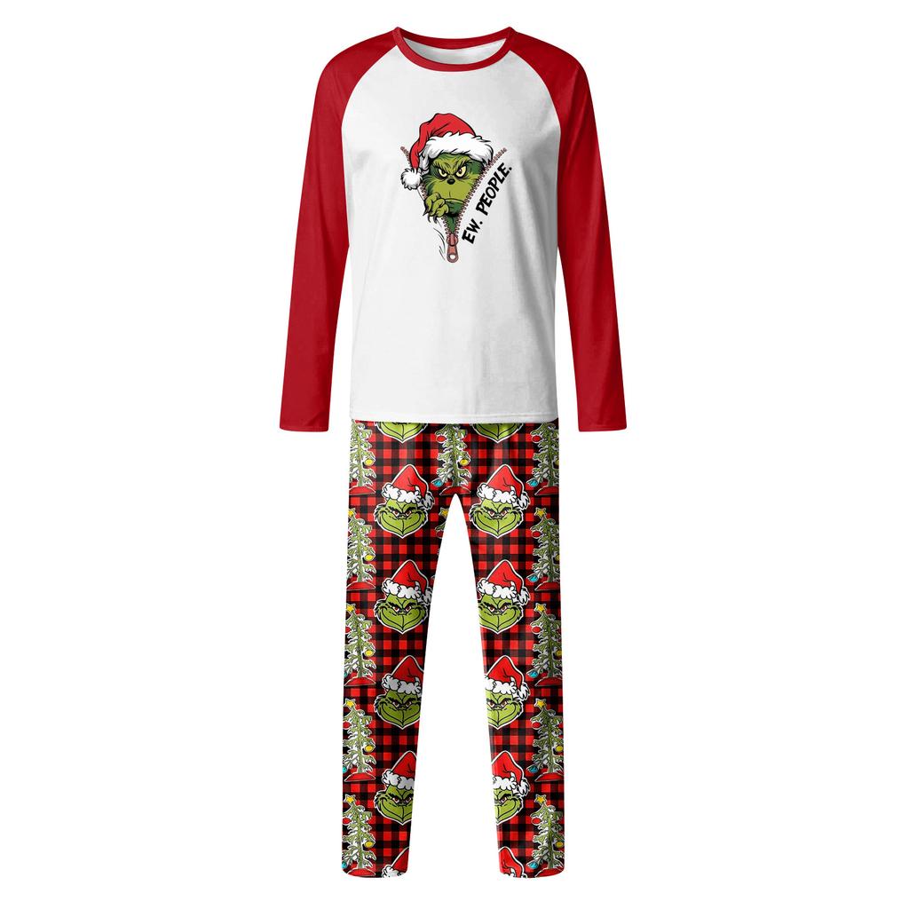 Print Cute Family Set Pajamas, Home Clothes, Family Set Long Sleeve Top Pants Set