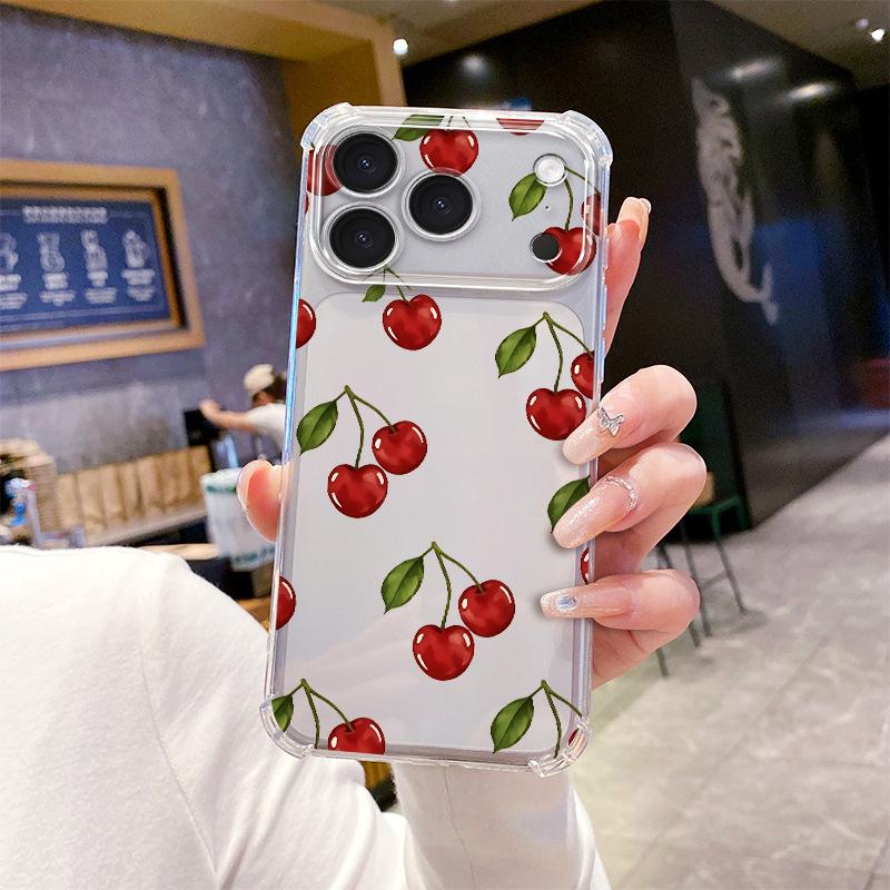 Creative Niche Cherry Mobile Phone Case Apple 17promax Anti-drop Transparent Soft Case iPhone12 High-end Women's Model