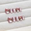 10Pcs Strawberry Sweetheart Cat Eye Handmade Press On Nails Removable Wearable Nail Art For Women And Girls