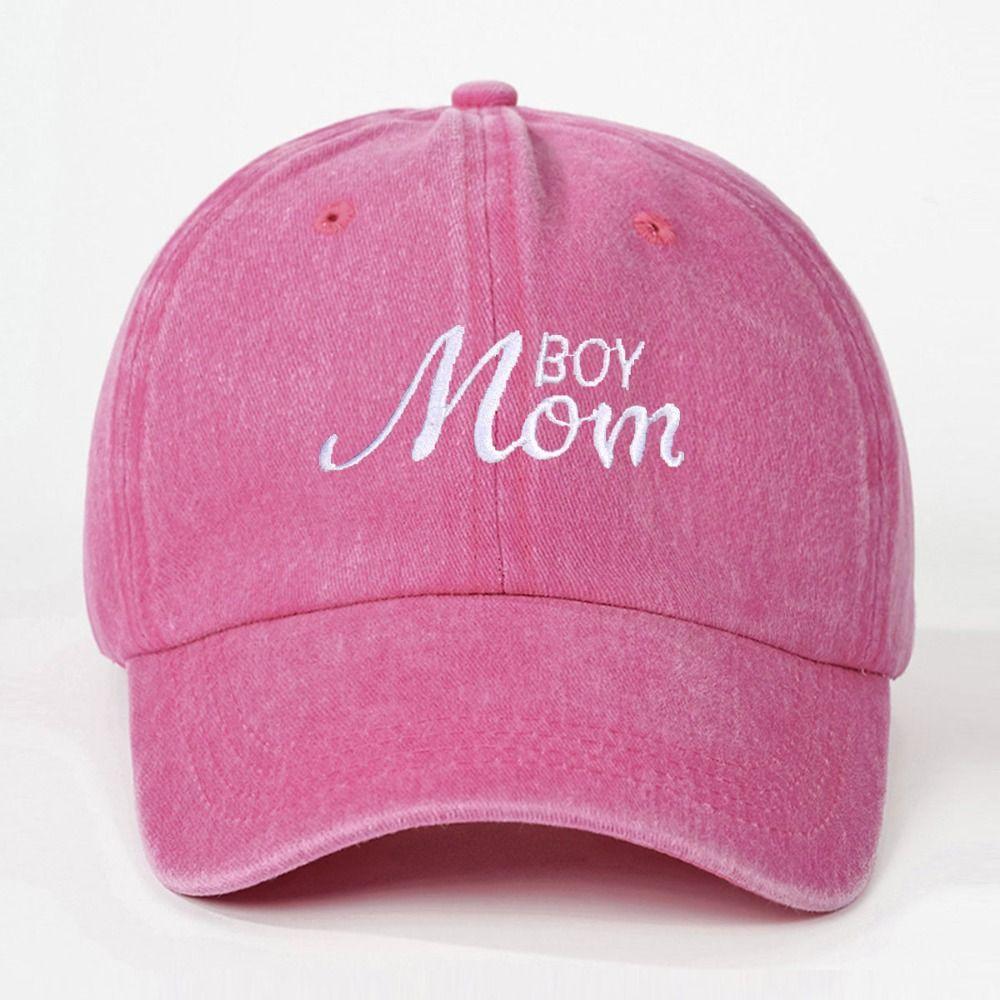 Washed Cotton Boy Mom Embroidery Caps Adjustable Outdoor Sun Hat Fashion Mom Baseball Hats Gifts