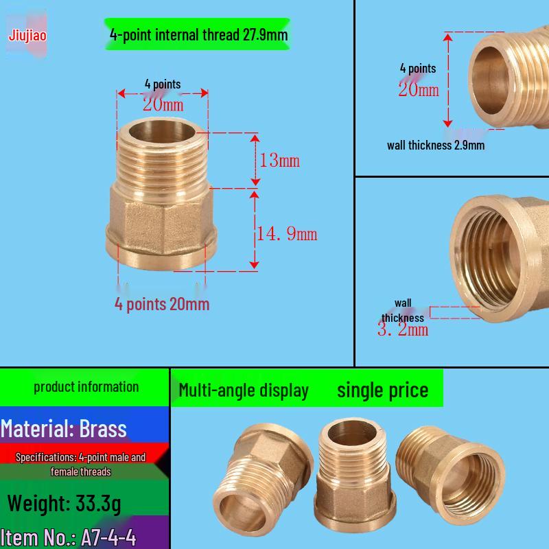 All-Copper Multi-Diameter Extension Connector: 1-6 Min, 1-Inch, Threaded for Water & Gas Pipes