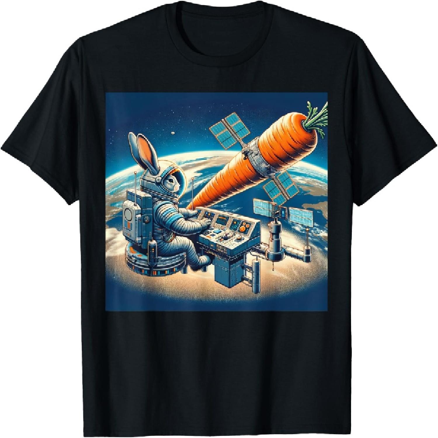 Заяц в космосе Забавный кролик-астронавт Футболка S
