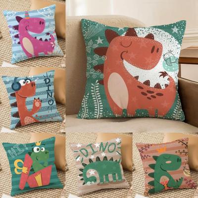 Cute Cartoon Dinosaur Cushion Cover Soft Plush DoubleSided Printed Sofa Pillow Cushion Cover  AllSeason Durable Decor Gift