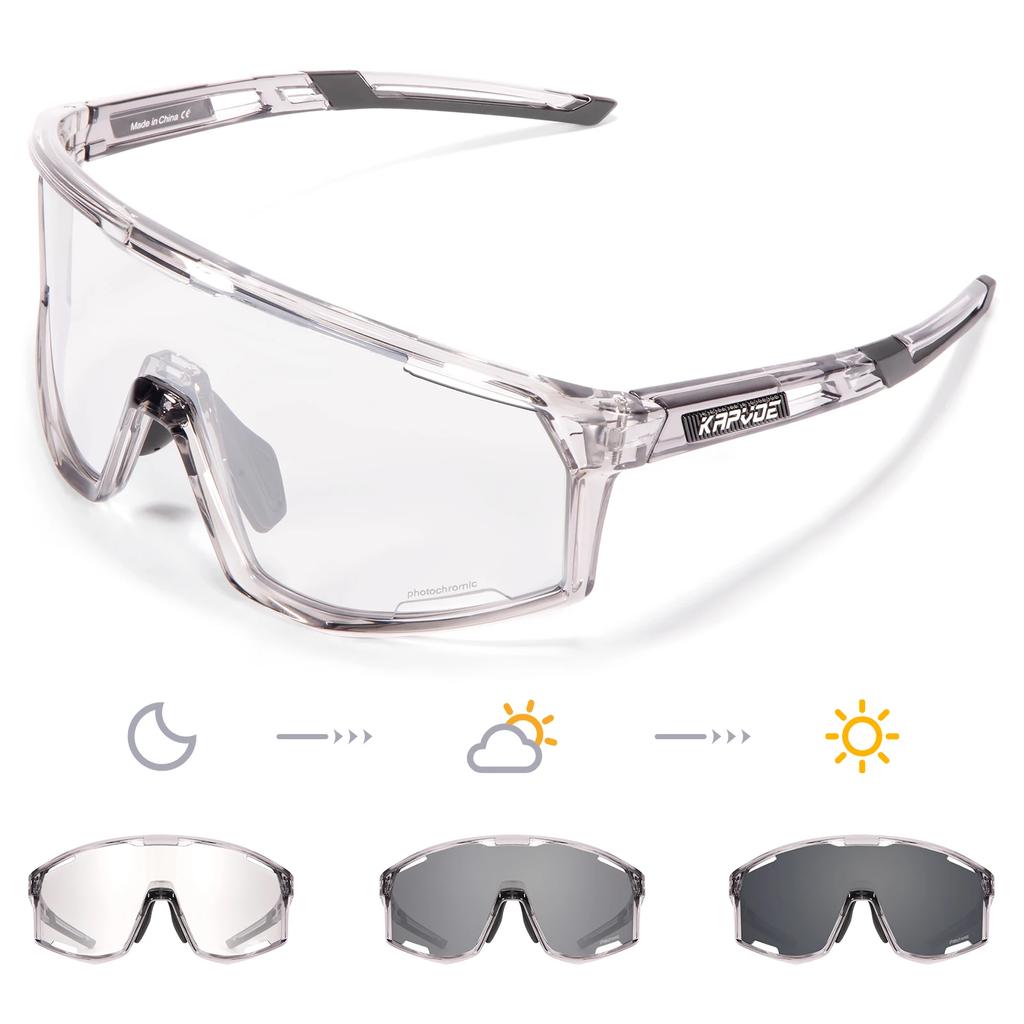 Kapvoe Photochromic Cycling Glasses UV400 MTB Clear Mountain Bike Transition Bicycle Sunglasses for Men Women Sports Eyewear