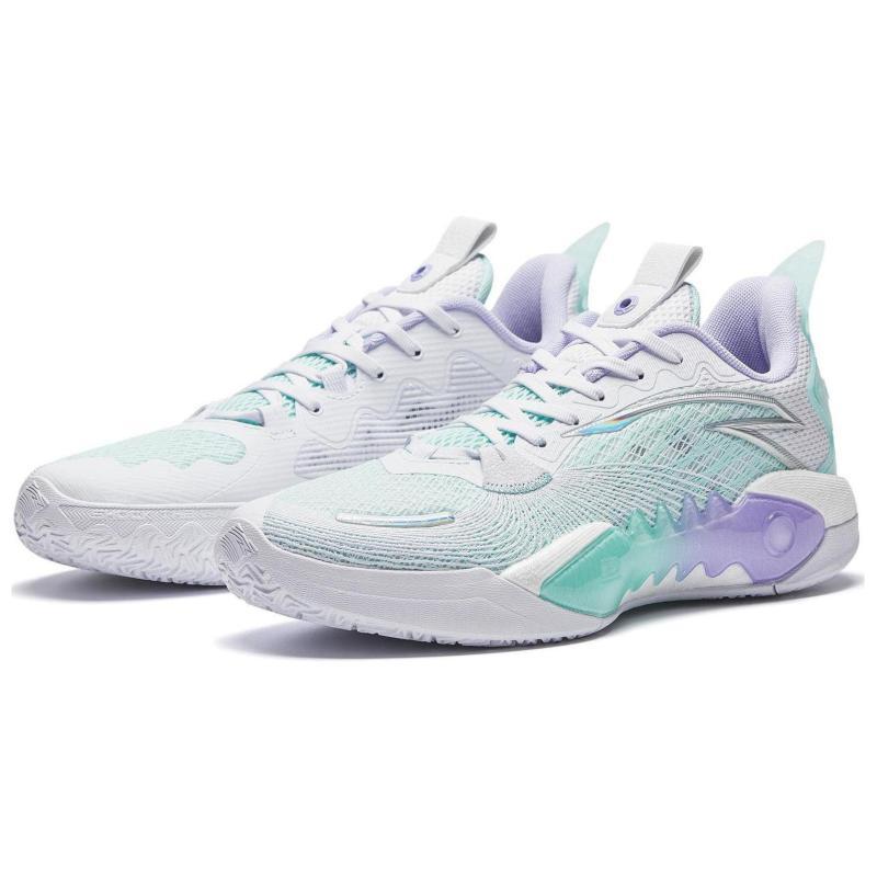 Anta Frenzy 5team Cushioning Anti-Slip Wear-Resistant Breathability Low-Top Basketball Shoes Men's White Purple Green Sneakers 112421606S-6