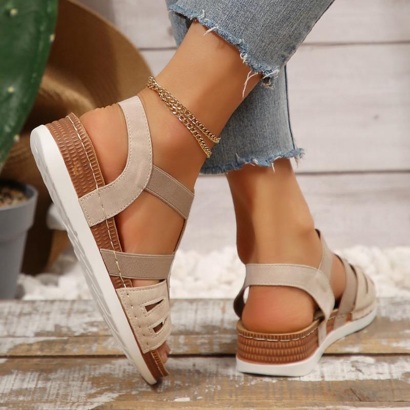 2025 Hot Sale Ladies Shoes Open Toe Women's Sandals Summer Rome Hollow Solid Outdoor Casual Comfortable Beach Wedge Sandals