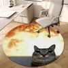 1pc Cat with Fiery Round Carpet, Made of Polyester,Perfect for Decorating Office Chairs, Living Rooms Fplt047