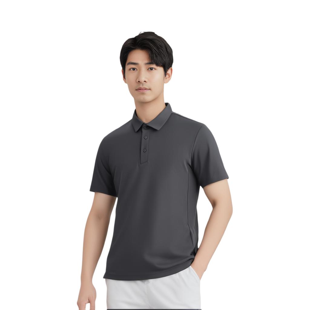 FILA Blue Fashion Classic Simple Business Casual Versatile Comfortable Short Sleeve Polo Shirt Men tops Deep-Charcoal-Gray F11M612107FCC