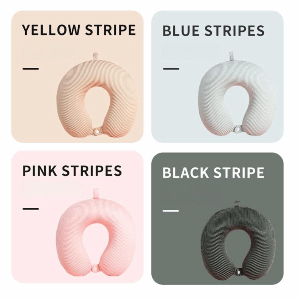 Slow Rebound U-shaped Pillow Portable Comfortable Travel Neck Cushion Removable Stripes Design Sleeping Neck Headrest Home Use