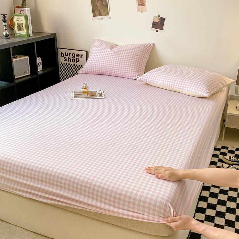 Plaid Style Fitted Sheet Skin-friendly Bed Cover Elastic Bedsheet for Girls Boys Room couvre lit Home Bed Linen(No Pillowcase)