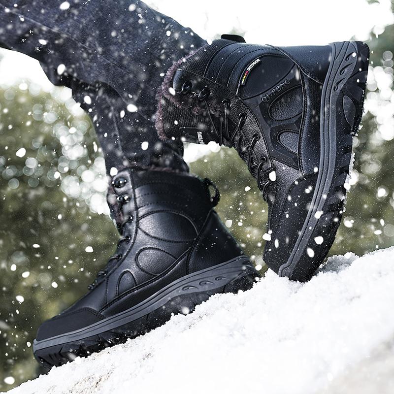Men's Shoes Platform Thick Plush Warm Snow Boots Male Outdoor Non Slip Winter Ankle Boots