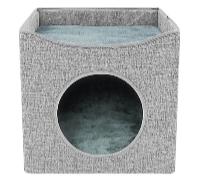 Foldable Double-deck Cat Condo Cube Indoor Cool Scratch Resistant Hiding Playing Cave with Scratch Pad for Cats