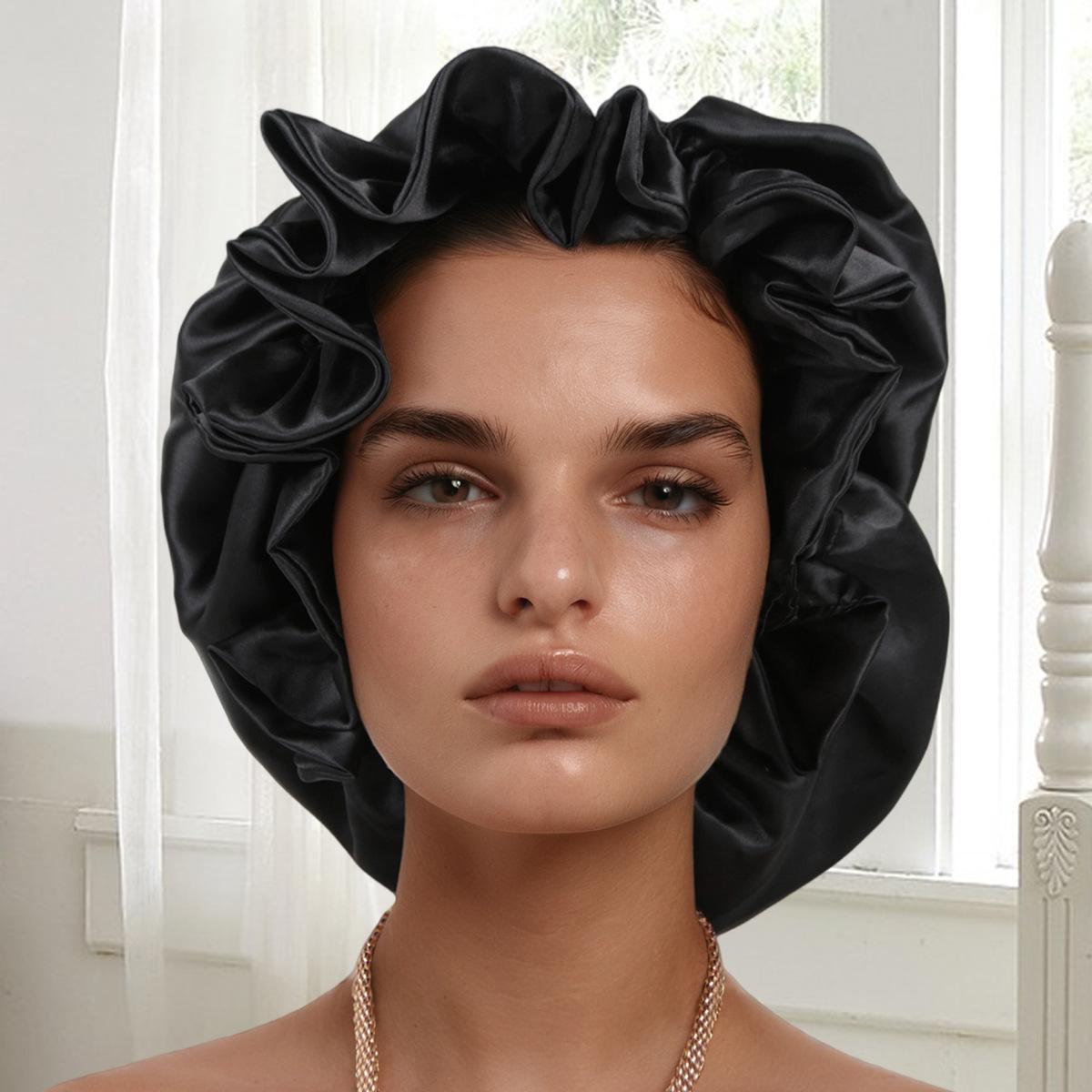 

Double-Layered Four Seasons Minimalist Hair Bonnet Satin Bonnet Sleep Caps Can Be Worn on Both Sides Versatile Caps for Female