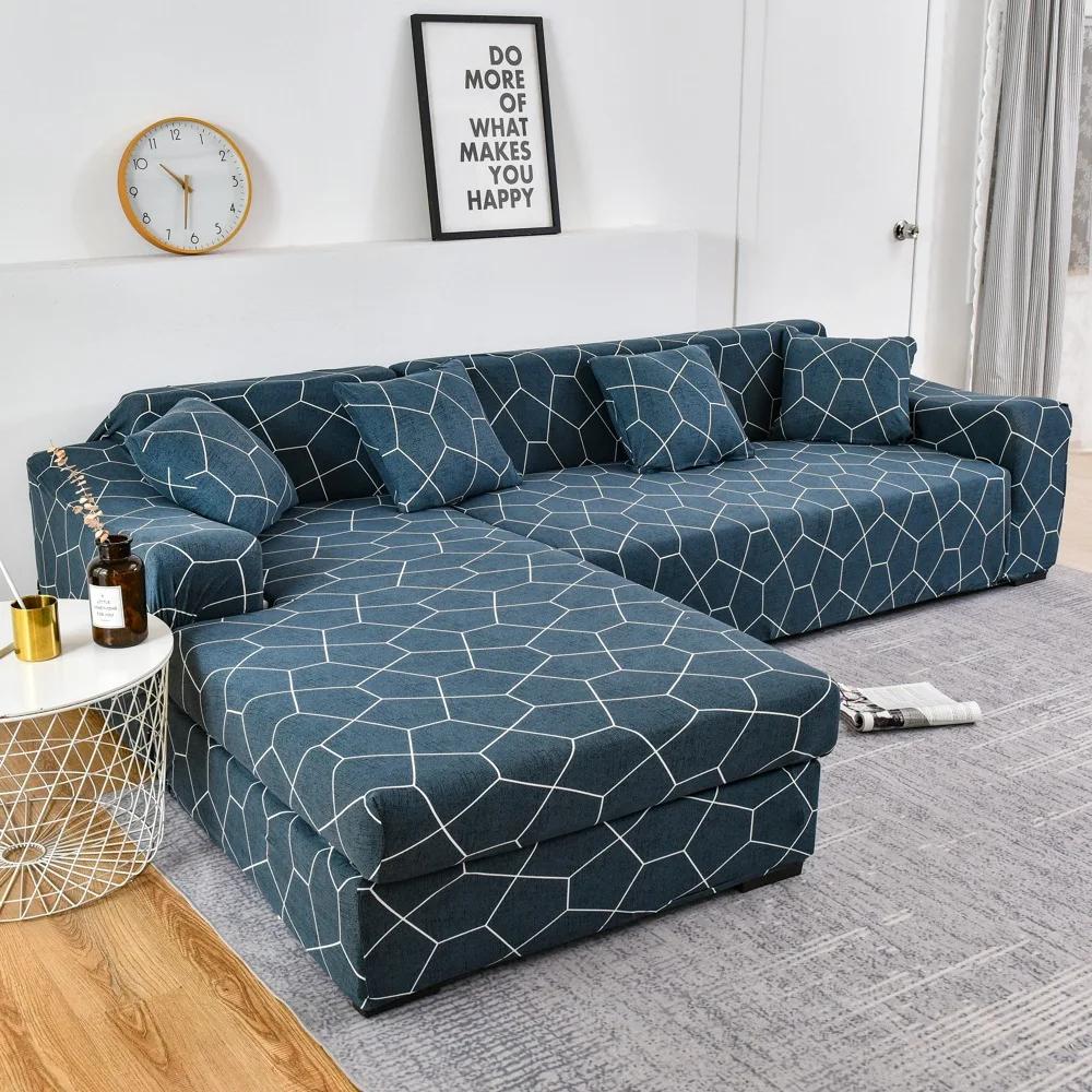 Universeller bedruckter Sofabezug mit geometrischem Muster, dehnbar, für Wohnzimmer, Couchschutz, waschbar, Dekor, Chaiselongue, Sofabezug
