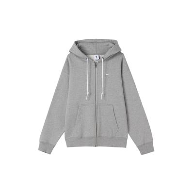 Bluza z kapturem zapinana na zamek z haftowanym logo Męska Odzież wierzchnia Szara DR0404-063