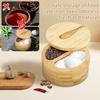 Salt and Pepper Bowls Bamboo Pepper Salt Box with Lid 2 Compartments Storage Box Multipurpose Seasoning Container for Spice