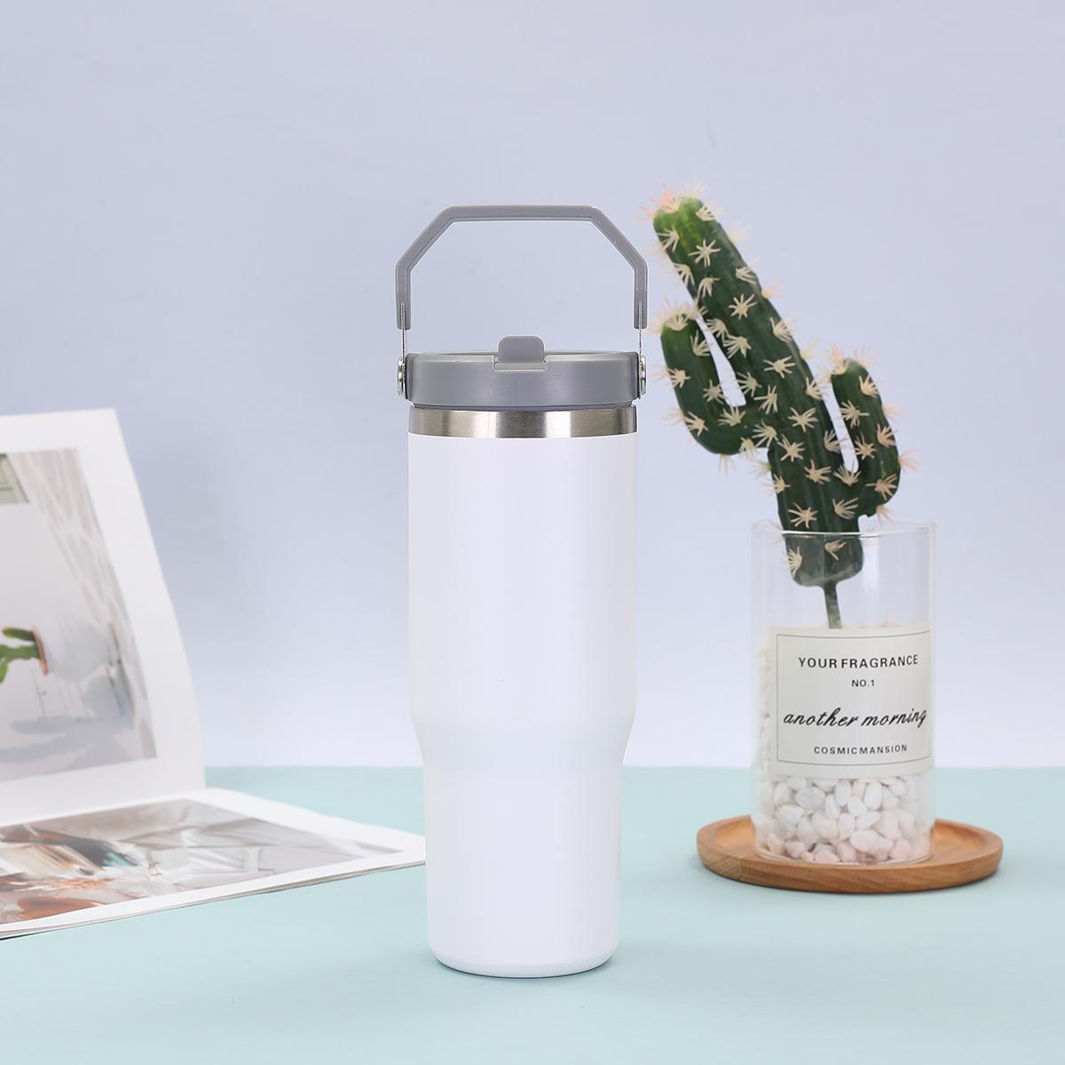 

887ML Stainless Steel Thermal Water Bottle Keeps Cold and Heat Thermal Mug Portable Tumbler Vacuum Flask Car Insulated Cup 30oz белый