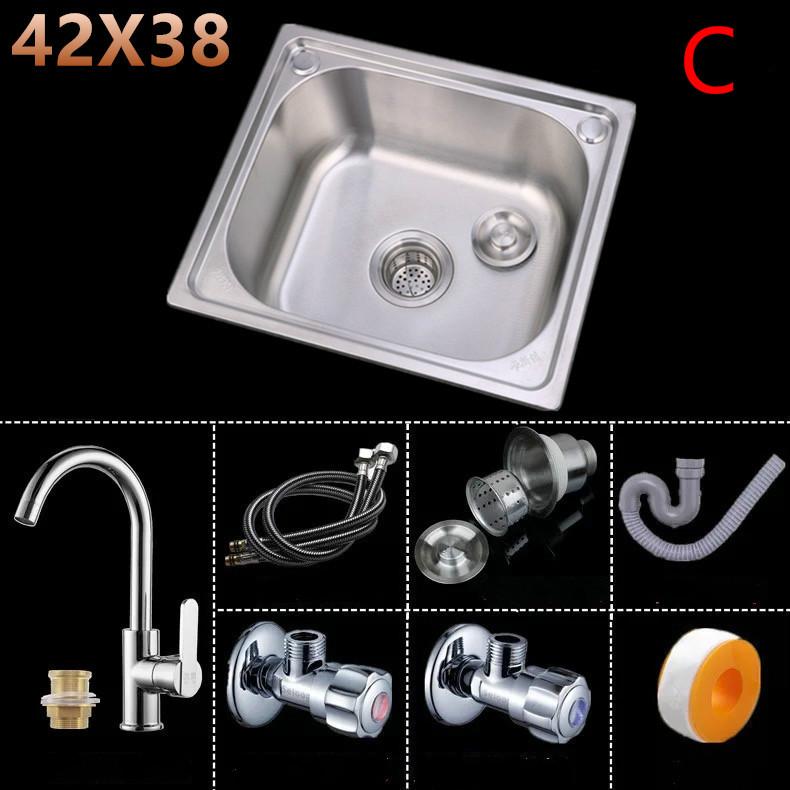 304 Stainless Steel Sink Single Sink Kitchen Sink Sink Single Basin Thickened Sink Large Single Slot Set WF907250