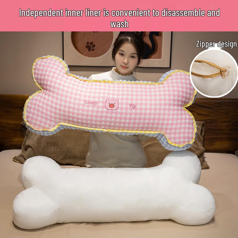 Cartoon Animal Plaid Long Throw Pillow for Bed, Sofa, Headboard & Side Sleeping.