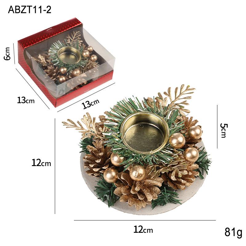 New Christmas candle holder, imitation wreath, lamp holder ornament, vintage wooden glass candle holder, dried flower aromatic candle holder