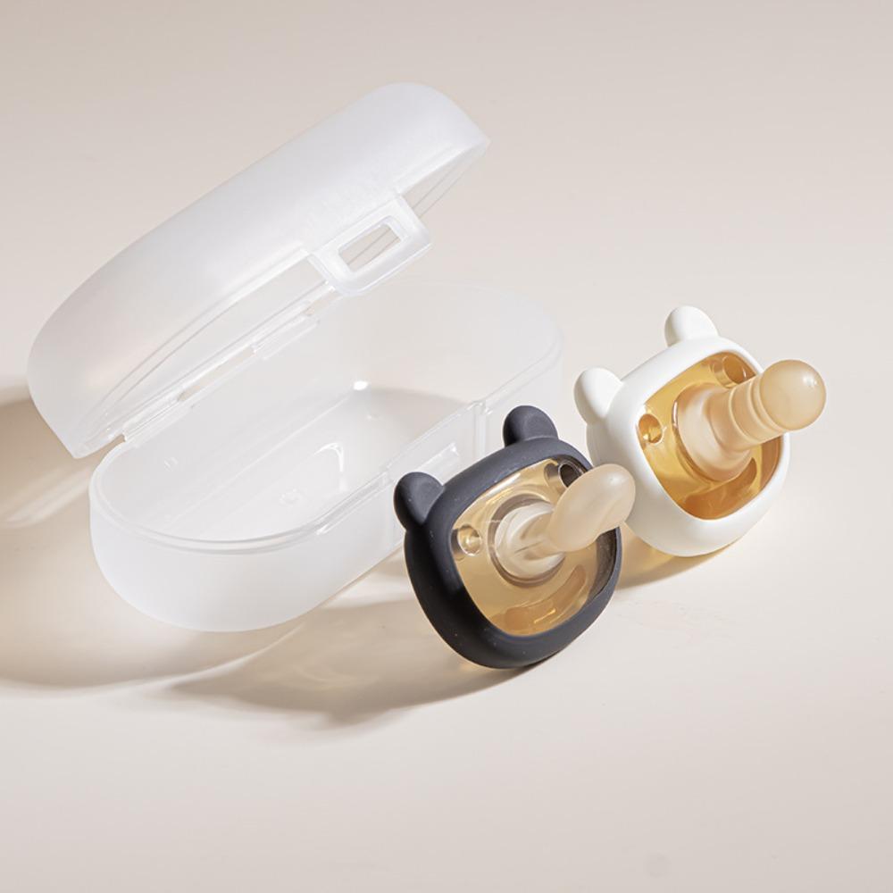 

2pcs Soft Touch Baby Soother Cute Little Bear Newborn Dummy Newborn Silicone Pacifier Nighttime Use M White M Black