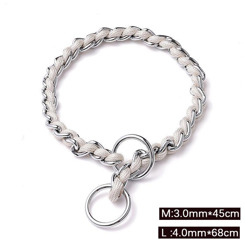 

Поводок для выгула собаки с непрерывной устойчивостью к укусам P-цепь P-образная веревка Ошейник Защита от укусов Разрыв Средняя Крупная Собака Питомец Цепь M