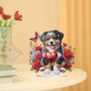 5D DIY Diamantkunst Tischdekorationen Acryl Sonderform Hund und Rote Rose Strasssteine Schreibtischornamente Schlafzimmer Tischdeko
