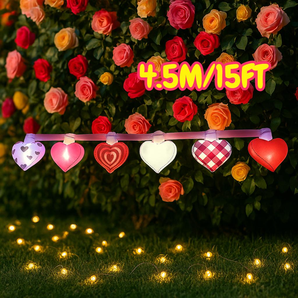 

4.5M Heart Pattern LED String Lights Colorful Romantic Decor Lights Garden Party Decorative Lighting Festive Ambient Lights EU
