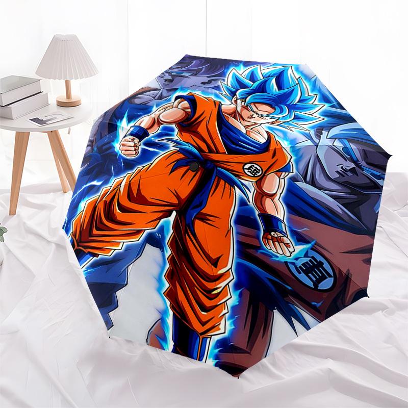 

1pc Dragon Ball Z Goku Super Saiyan Blue Automatic Folding Umbrella Portable 3-Fold Design, 8-Bone Iron Frame Outdoor Umbrella, Perfect Gift for Fans,