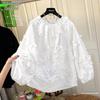 Blouse pour femme à col noué en dentelle florale brodée