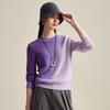 Zhaojun Women's Gradient Pure Cashmere Round Neck Thick Knit Sweater