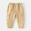 Spring fashion new mid-rise micro-elastic boys' cargo pants navy blue side folding pockets for children and children