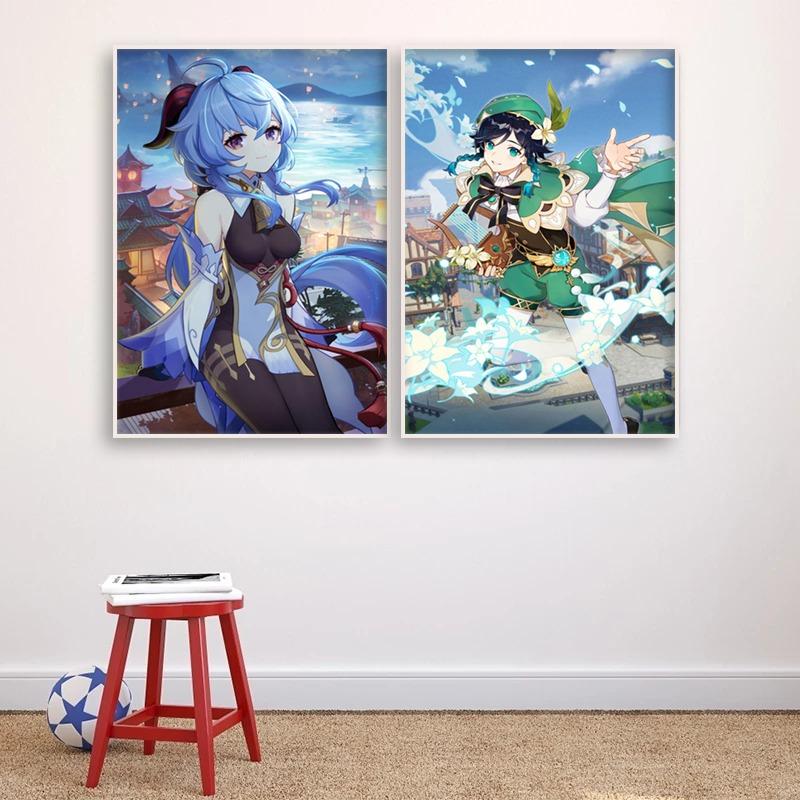 Anime Desen Animat Joc Genshin Impact Pictură pe Pânză Imprimare Artă de Perete Poster cu Personaj Imagine Decorațiuni pentru Casă Cameră Copii Murală