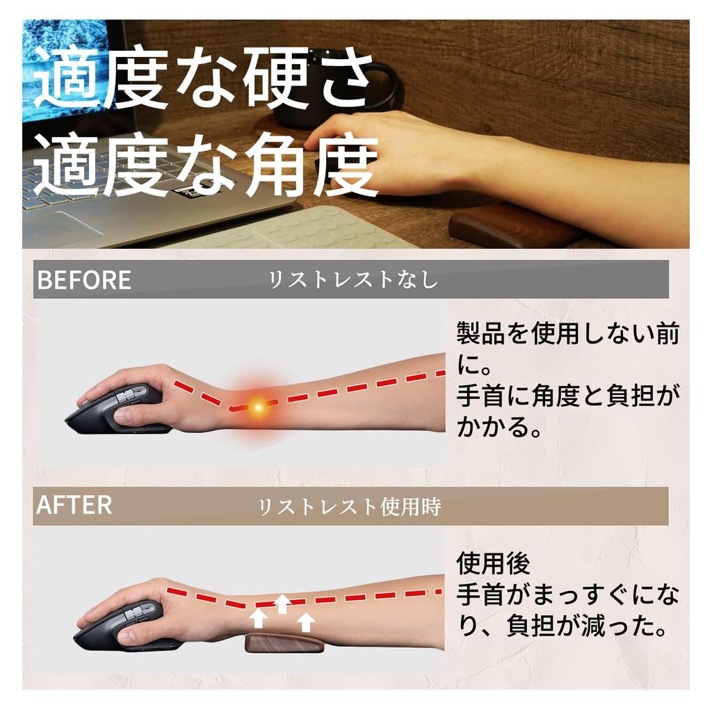 Aninako Mouse Wrist Wooden Palm Wrist Fatigue Storage Bag Mouse Arm Rest Rest, Rest, Rest, Gift, Present, Tendonitis, Relief, Included, Walnut, Rest,