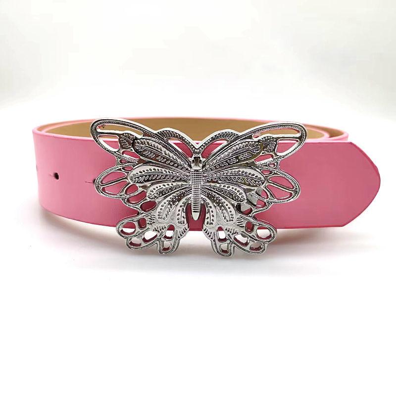 Minimalist Automatic Trendy Buckle Womens Belt In Black White Pink Brown Colors