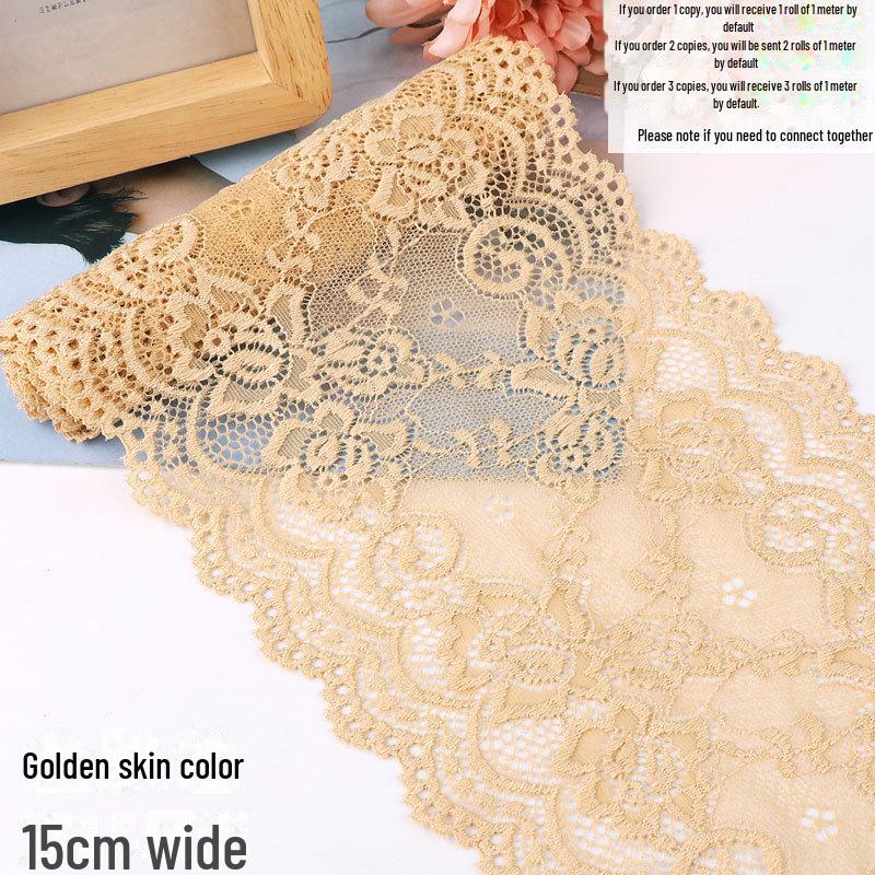 15cm Szeroka Miękka Elastyczna Koronka do Dekoracji Ubrań i Spódnic DIY w Kolorze Białym lub Czarnym