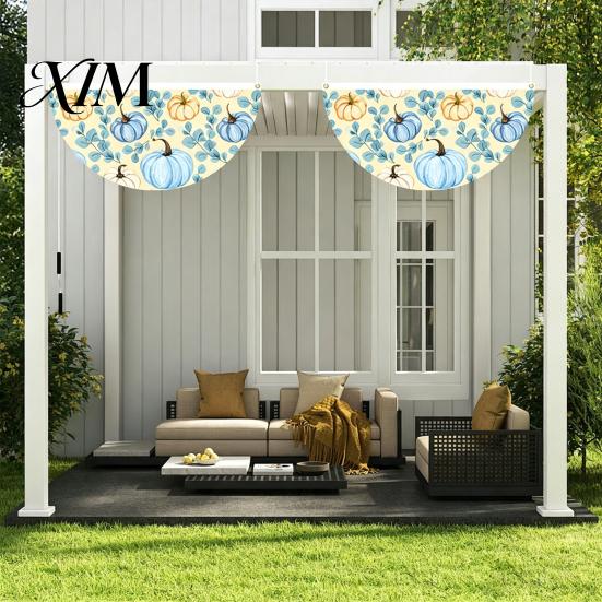Autumn Garden Decor Fall Bunting Fan Flag for Outside, 1.5 X 3ft Turkey Pumpkin Maple Harvest Theme Yard Decorations Leaf Pattern Hanging Banner,