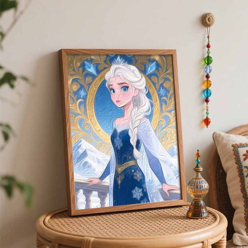 Disney digital oil painting art kit ice queen snow magic handmade diy home decorations