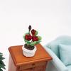 1pcs Simulation Flower Red Rose Potted Plant Garden Scene Flowers and Greenery Potted Plants Micro Landscape Potted Garden Greenery